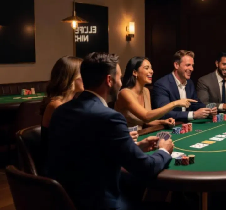 Stół pokerowy podczas eleganckiego wieczoru kasynowego zorganizowanego przez Book  REPO Nasza Impreza