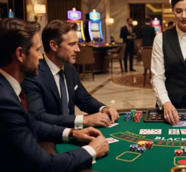 Stół blackjack w trakcie eventu kasynowego zorganizowanego przez Book  REPO Nasza Impreza