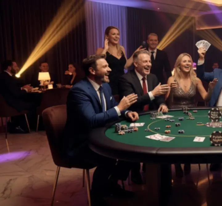 Uczestnicy wieczoru pokerowego przy stołach podczas eventu Book  REPO Nasza Impreza